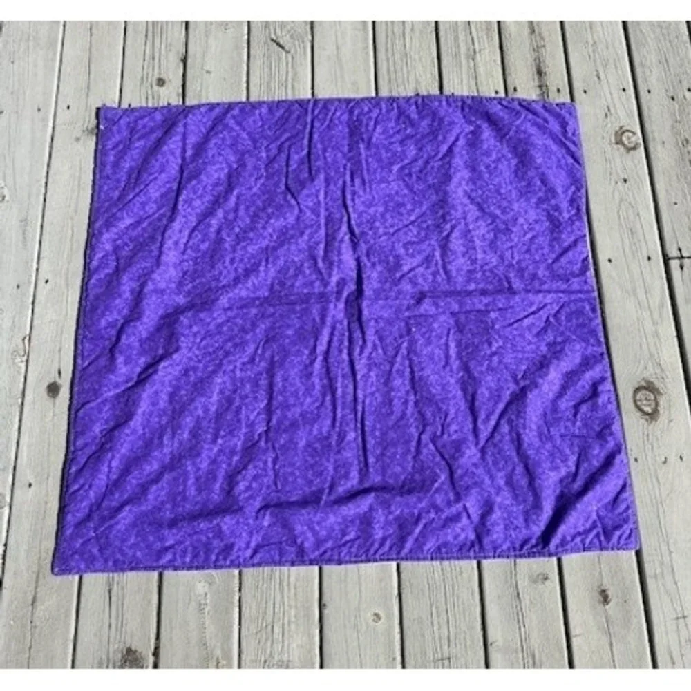 Handmade Purple Batik Patchwork Quilt Striped Tie Lap Blanket Wall Hanging 42x37